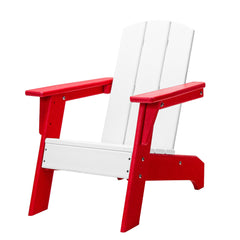 23" Red and White Heavy Duty Plastic Kid Size Outdoor Adirondack Chair