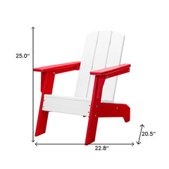 23" Red and White Heavy Duty Plastic Kid Size Outdoor Adirondack Chair