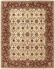 5' x 8' Ivory and Red Oriental Hand Tufted Non Skid Area Rug