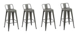 Set of Four 26" Dark Gray Metal Low Back Counter Height Bar Chairs
