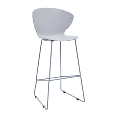 Set of Two 30" Gray Heavy Duty Plastic And Metal Low Back Bar Height Bar Chairs