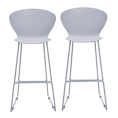 Set of Two 30" Gray Heavy Duty Plastic And Metal Low Back Bar Height Bar Chairs