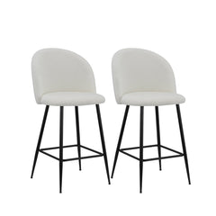 Set of Two 26" White And Black Metal Low Back Counter Height Bar Chairs