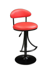 Red And Black Velvet And Metal Low Back Adjustable Height Bar Chair