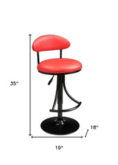 Red And Black Velvet And Metal Low Back Adjustable Height Bar Chair