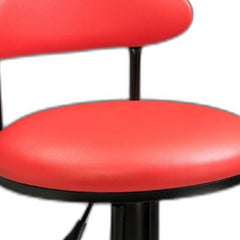 Red And Black Velvet And Metal Low Back Adjustable Height Bar Chair
