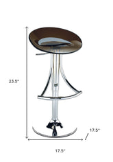 Dark Gray And Silver Acrylic And Metal Low Back Adjustable Height Bar Chair