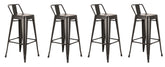 Set of Four 26" Black Metal Low Back Counter Height Bar Chairs