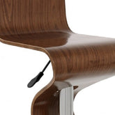 Brown And Silver Faux Leather And Metal Low Back Adjustable Height Bar Chair