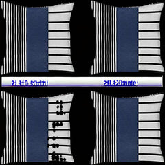 Set Of Four 22" X 22" Navy Blue Faux Leather Striped Zippered Pillow Cover