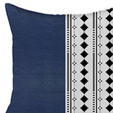 Set Of Four 17" X 17" Navy Blue Faux Leather Diamond Zippered Pillow