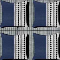 Set Of Four 17" X 17" Navy Blue Faux Leather Diamond Zippered Pillow