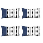 Set Of Four 20" X 12" Navy Blue Faux Leather Diamond Zippered Pillow