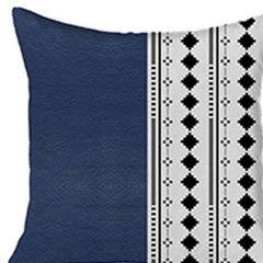 Set Of Two 17" X 17" Navy Blue Faux Leather Diamond Zippered Pillow Cover