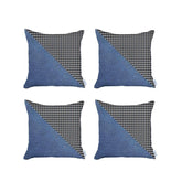 Set Of Four 18" X 18" Black And Blue Polyester Houndstooth Zippered Pillow