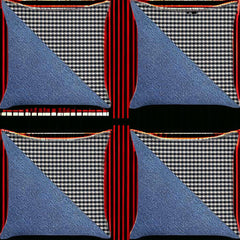 Set Of Four 18" X 18" Black And Blue Polyester Houndstooth Zippered Pillow