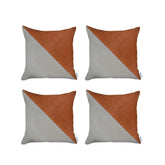 Set Of Four 18" X 18" Brown And Grey Polyester Geometric Zippered Pillow