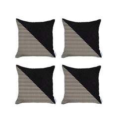 Set Of Four 18" X 18" Black And Brown Polyester Houndstooth Zippered Pillow