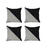 Set Of Four 18" X 18" Black And Grey Polyester Geometric Zippered Pillow