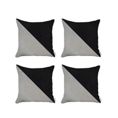 Set Of Four 18" X 18" Black And Grey Polyester Geometric Zippered Pillow