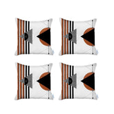 Set Of Four 18" X 18" Gray White Black And Red Polyester Abstract Zippered Pillow