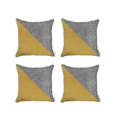 Set Of Four 18" X 18" Grey And Yellow Polyester Geometric Zippered Pillow