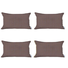 Set Of Four 20" X 12" Red Polyester Houndstooth Zippered Pillow
