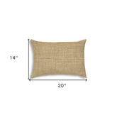 14" X 20" Tan Indoor Outdoor Throw Pillow With Texture