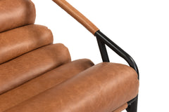 25" Brown And Black Tufted Top Grain Leather and Metal Lounge Chair