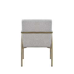 Light Gray And Brass Upholstered Fabric Dining Arm Chair