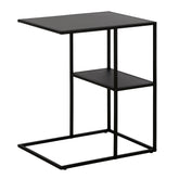 24" Black Steel End Table With Shelf