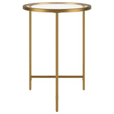 24" Gold And Clear Glass And Steel Round End Table