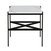 22" Black And White Faux Marble And Steel End Table
