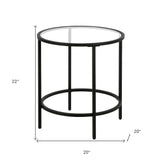22" Black And Clear Glass And Steel Round End Table