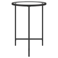 24" Black And Clear Glass And Steel Round End Table