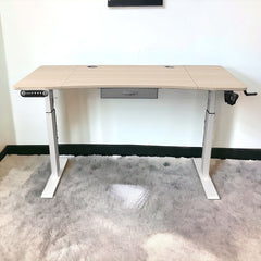 55" Adjustable Oak and White Standing Desk