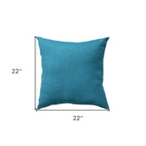 22" Teal Blue Indoor Outdoor Throw Pillow