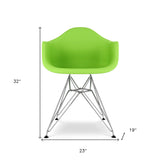 Green And Silver Heavy Duty Plastic Dining Arm Chair