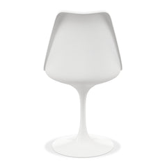 White Heavy Duty Plastic Dining Side Chair With Black Faux Leather Cushion