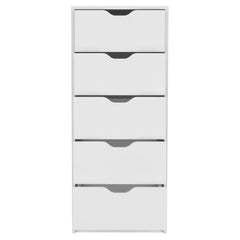 18" White Five Drawer Standard Chest