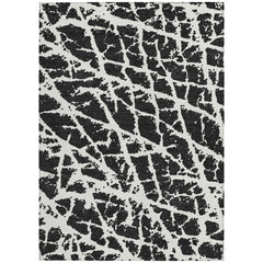 5' X 8' Black and White Abstract Washable Non Skid Indoor Outdoor Area Rug