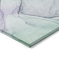 2' X 3' Blue and Gray Abstract Washable Non Skid Indoor Outdoor Area Rug