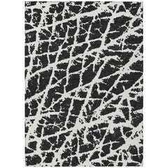 8' X 10' Black and White Abstract Washable Non Skid Indoor Outdoor Area Rug