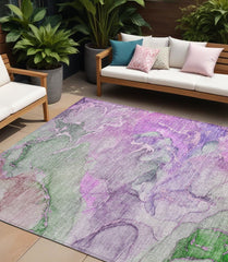 10' X 14' Purple Abstract Washable Non Skid Indoor Outdoor Area Rug