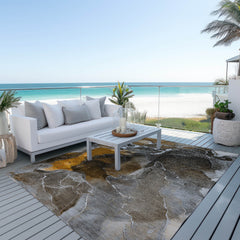 10' X 14' Brown and Gray Abstract Washable Non Skid Indoor Outdoor Area Rug