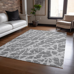 3' X 5' Charcoal Abstract Washable Non Skid Indoor Outdoor Area Rug