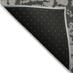 10' X 14' Gray and Black Abstract Washable Non Skid Indoor Outdoor Area Rug