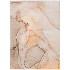 10' X 14' Gray and Orange Abstract Washable Non Skid Indoor Outdoor Area Rug