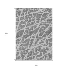 10' X 14' Charcoal Abstract Washable Non Skid Indoor Outdoor Area Rug