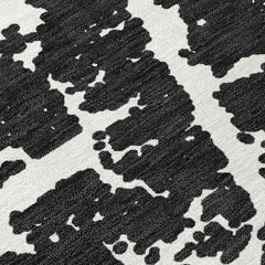 10' X 14' Black and White Abstract Washable Non Skid Indoor Outdoor Area Rug